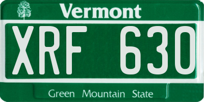 VT license plate XRF630