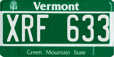 VT license plate XRF633