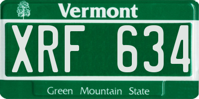 VT license plate XRF634