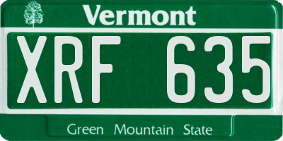 VT license plate XRF635