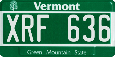 VT license plate XRF636