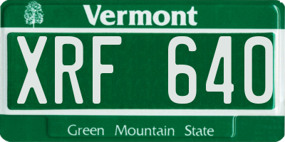 VT license plate XRF640