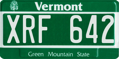VT license plate XRF642