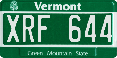 VT license plate XRF644