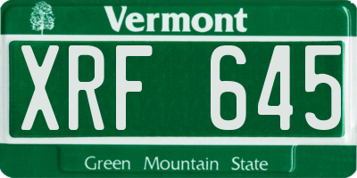 VT license plate XRF645