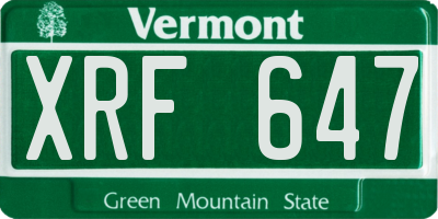 VT license plate XRF647