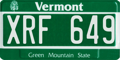 VT license plate XRF649
