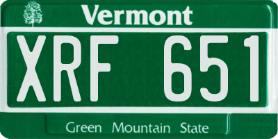 VT license plate XRF651