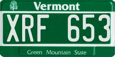 VT license plate XRF653