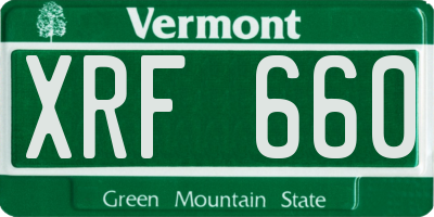 VT license plate XRF660