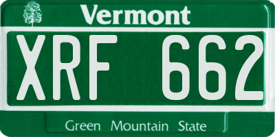 VT license plate XRF662