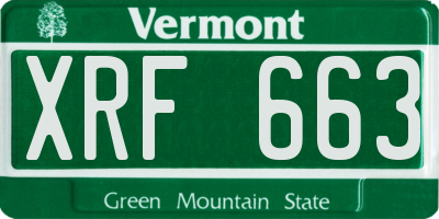 VT license plate XRF663
