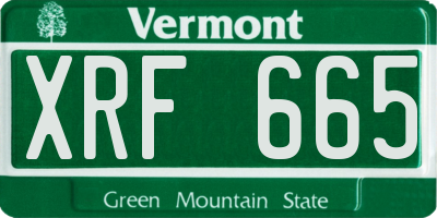 VT license plate XRF665