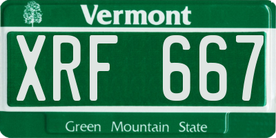 VT license plate XRF667