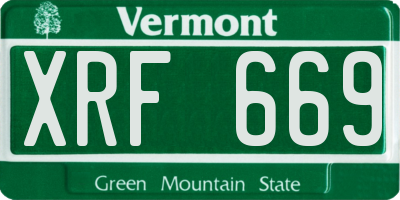VT license plate XRF669