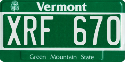 VT license plate XRF670