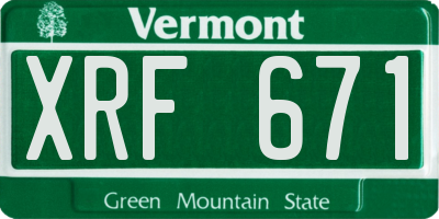 VT license plate XRF671
