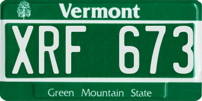 VT license plate XRF673