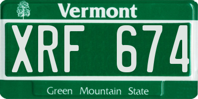 VT license plate XRF674