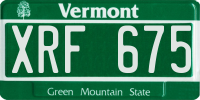 VT license plate XRF675