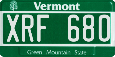 VT license plate XRF680