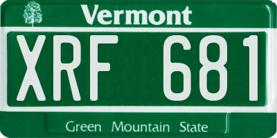VT license plate XRF681
