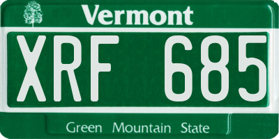 VT license plate XRF685