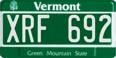 VT license plate XRF692