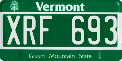VT license plate XRF693