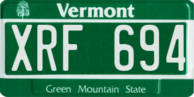 VT license plate XRF694