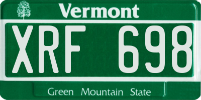 VT license plate XRF698