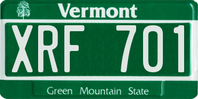 VT license plate XRF701