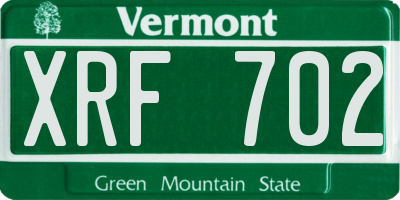 VT license plate XRF702
