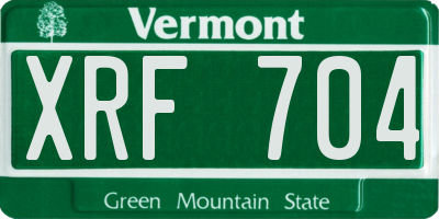 VT license plate XRF704