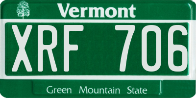 VT license plate XRF706