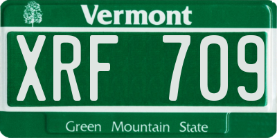VT license plate XRF709