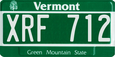 VT license plate XRF712