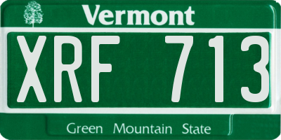 VT license plate XRF713