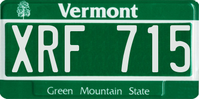 VT license plate XRF715