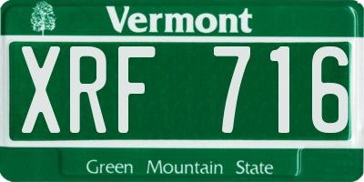 VT license plate XRF716