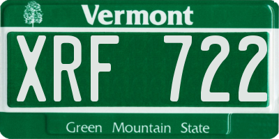 VT license plate XRF722