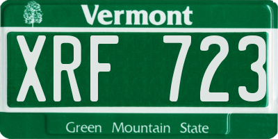 VT license plate XRF723