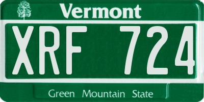 VT license plate XRF724