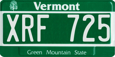 VT license plate XRF725