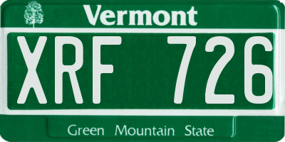 VT license plate XRF726
