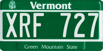 VT license plate XRF727