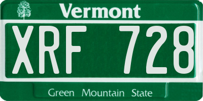 VT license plate XRF728