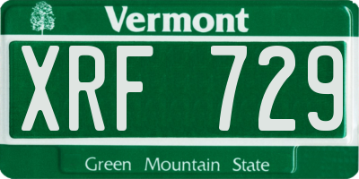 VT license plate XRF729