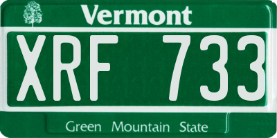 VT license plate XRF733
