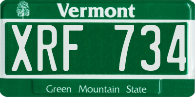 VT license plate XRF734